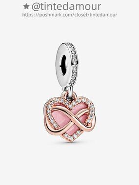 Pandora Sparkling Infinity Heart Dangle Charm|Two-tone